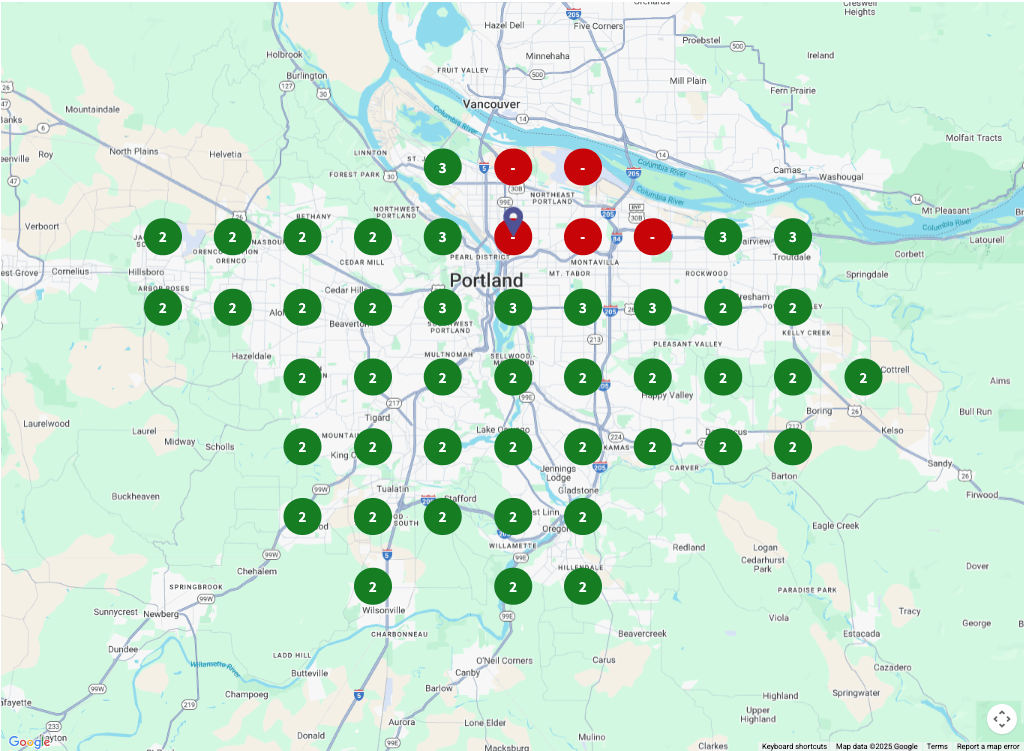 After: Client ranking #2-3 across Portland neighborhoods